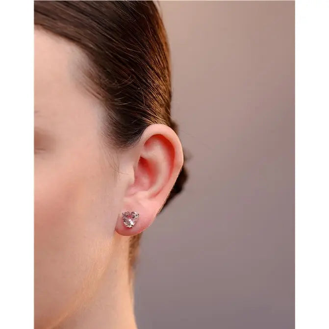 HEART EARRING 9 MM RHODIUM/MORGANITE/SMOOTH