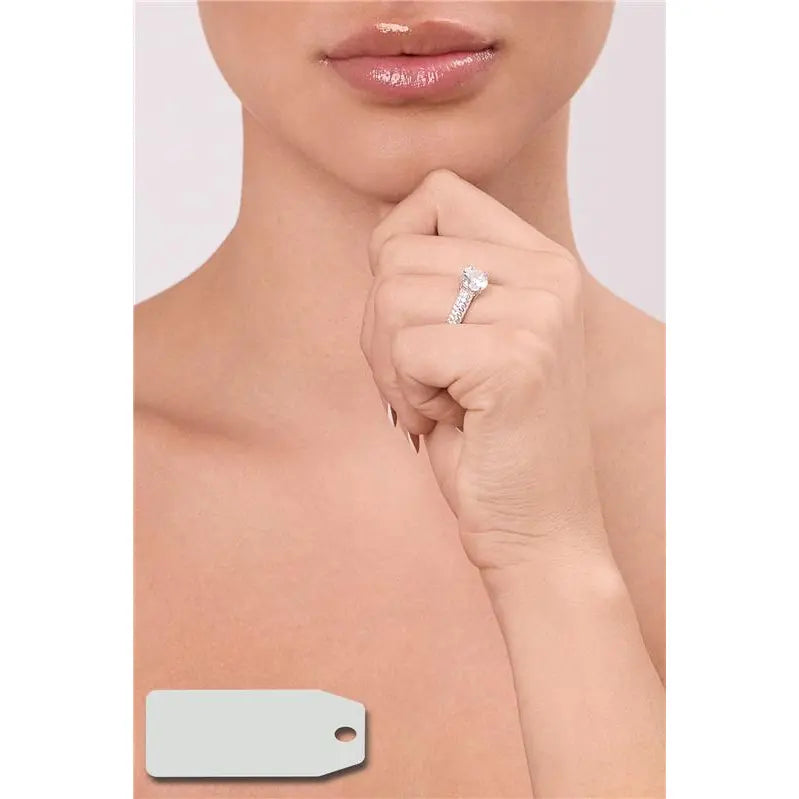 THREE ROW SOLITAIRE RING HALF SETTING POINTS OF LIGHT 8 MM RHODIUM/CRYSTAL/WHITE ZIRCONIA