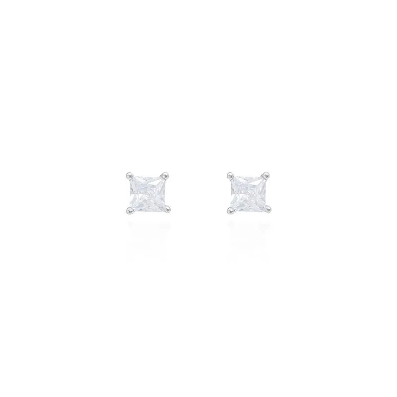 SECOND SQUARE HOLE 5MM RHODIUM/CRYSTAL/SMOOTH