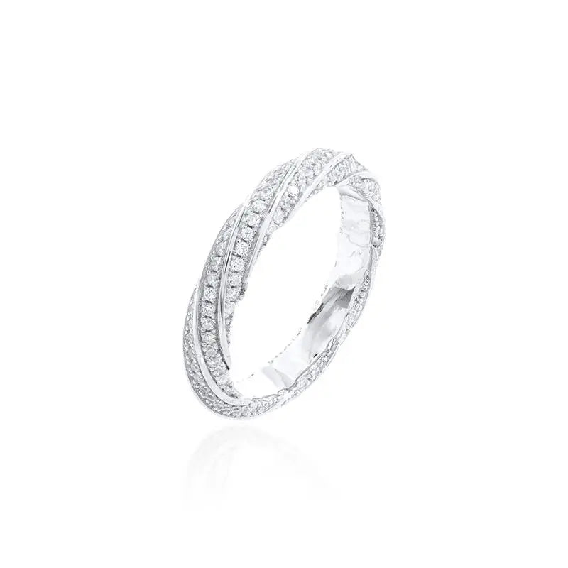 BLOCKED RING, RHODIUM PLATED/WITHOUT STONE/WHITE ZIRCONIA