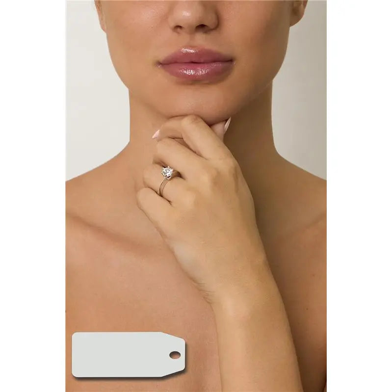 SOLITAIRE RING 7MM HIGH BOX RHODIUM/MOISSANITE/SMOOTH