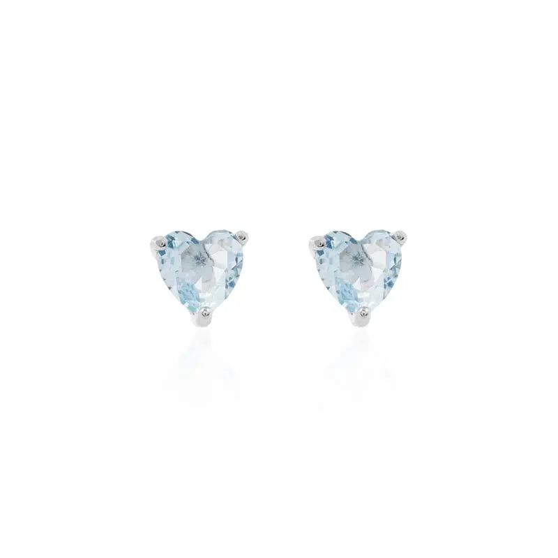 SOLITAIRE HEART 5 MM RHODIUM/AQUAMARINE/SMOOTH