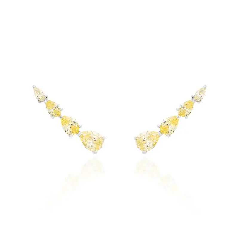EARCUFF FOUR CRESCENT DROPS 6 MM RHODIUM/YELLOW FANCY/SMOOTH