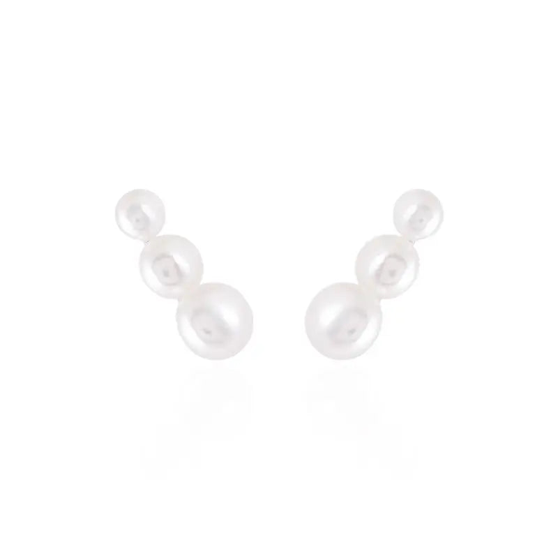 ERCUFF THREE PEARLS DECREASING RHODIUM/WHITE PEARL/SMOOTH