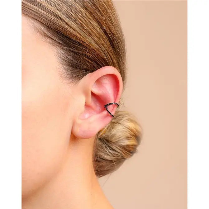 HALF OPEN PIERCING V-SHAPED HALF BLACK SETTING/WITHOUT STONE/BLACK ZIRCONIA