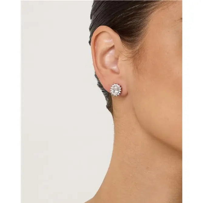08 MM OVAL EARRING WITH PRINCESS SETTING AROUND RHODIUM/CRYSTAL/WHITE ZIRCONIA