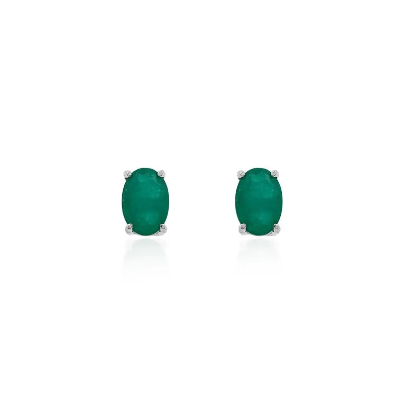 5 MM OVAL EARRINGS SMOOTH RHODIUM/EMERALD FUSION/SMOOTH