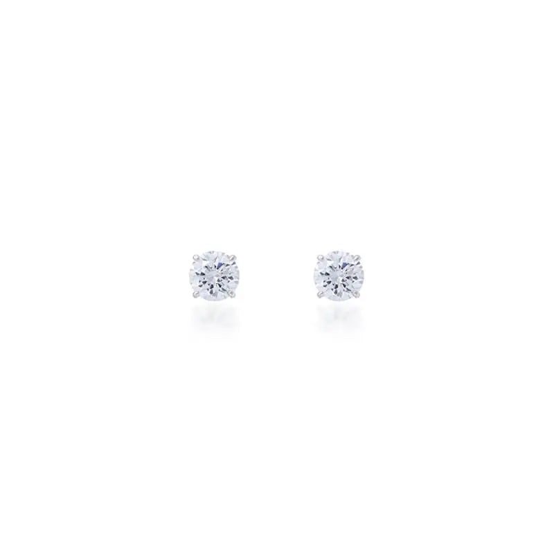 POINT OF LIGHT EARRING 4 MM - SECOND HOLE RHODIUM/CRYSTAL/SMOOTH