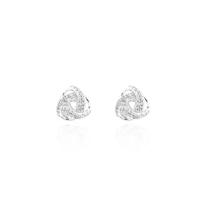 INTERLACED EARRINGS STUDDED M RHODIUM/WITHOUT STONE/WHITE ZIRCONIA