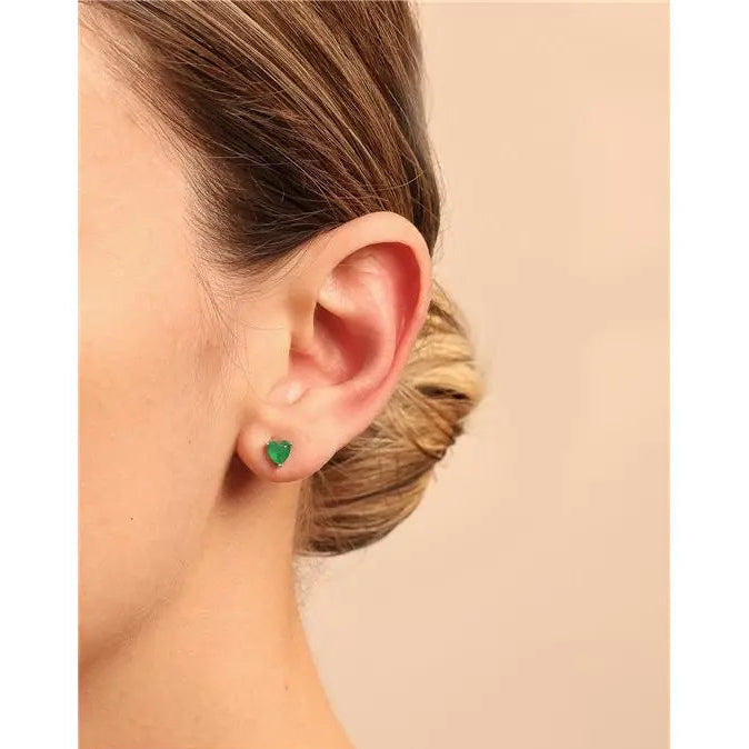 SOLITAIRE HEART 5 MM RHODIUM/EMERALD FUSION/SMOOTH