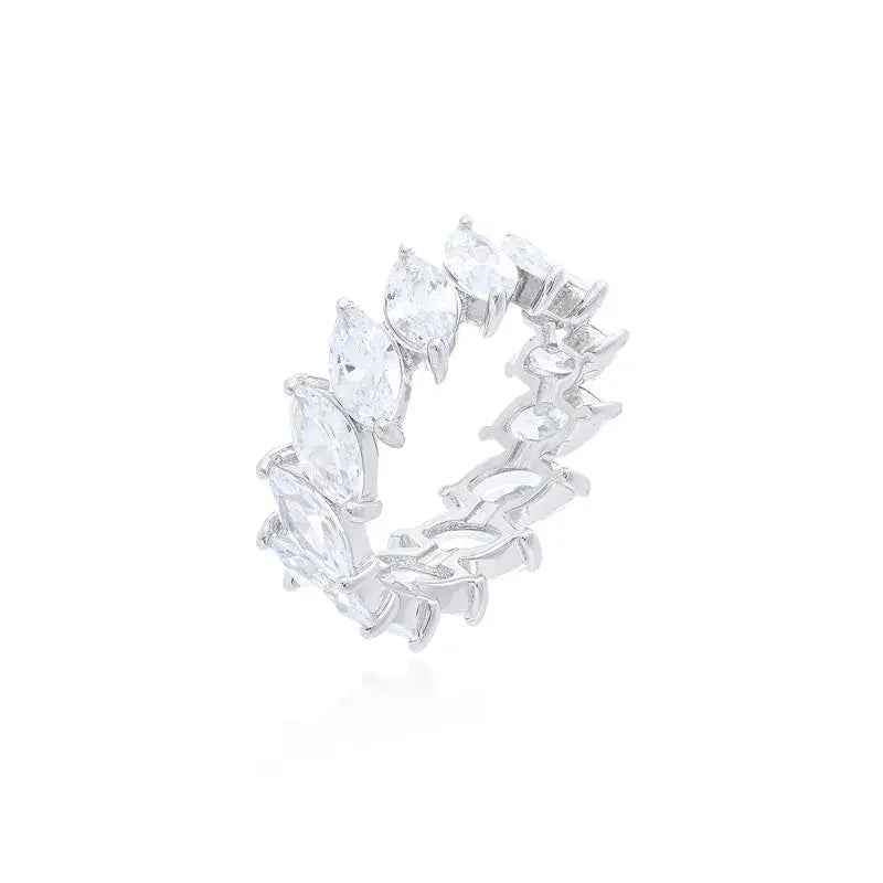 NAVETES 4 MM ALLIANCE, CROWN RHODIUM/CRYSTAL/SMOOTH