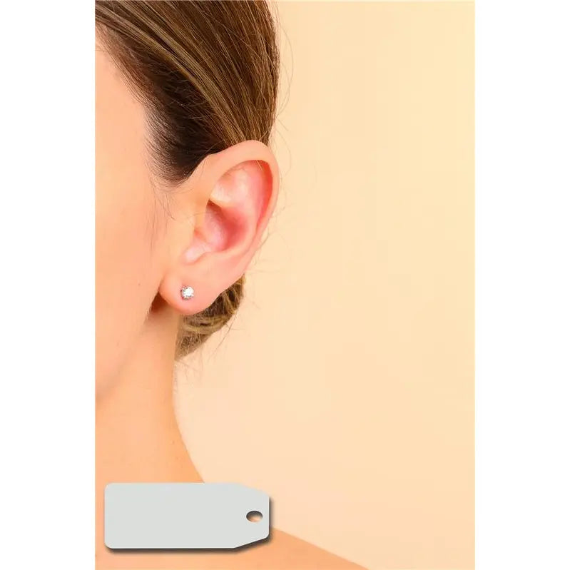 POINT OF LIGHT EARRING 4 MM - SECOND HOLE RHODIUM/CRYSTAL/SMOOTH