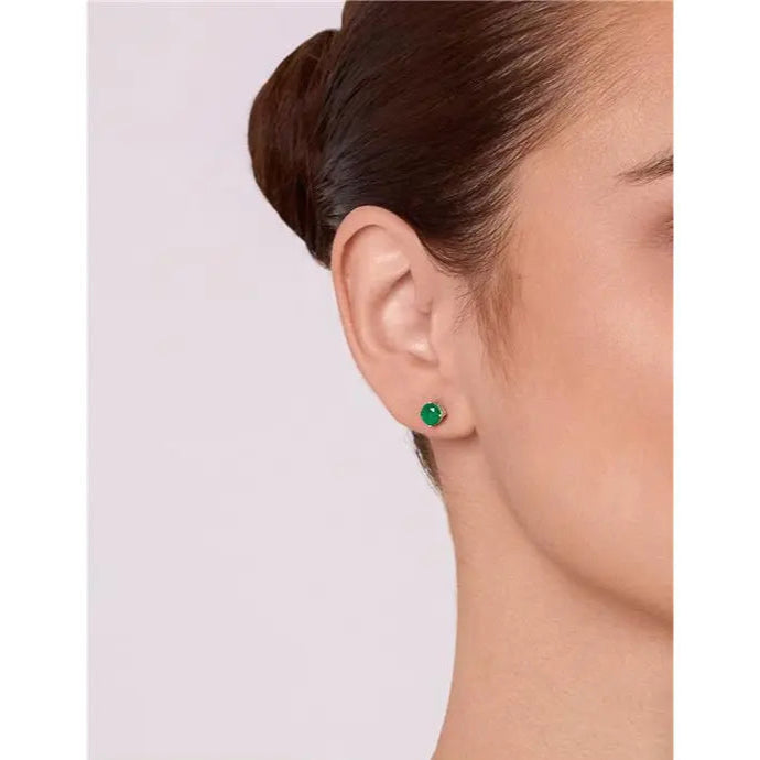 POINT OF LIGHT EARRING 6 MM - SECOND HOLE RHODIUM/EMERALD FUSION/SMOOTH