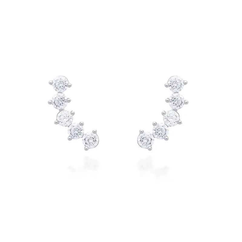 EARCUFF FIVE POINTS OF LIGHT 4MM TWO CLAWS RHODIUM/CRYSTAL/SMOOTH