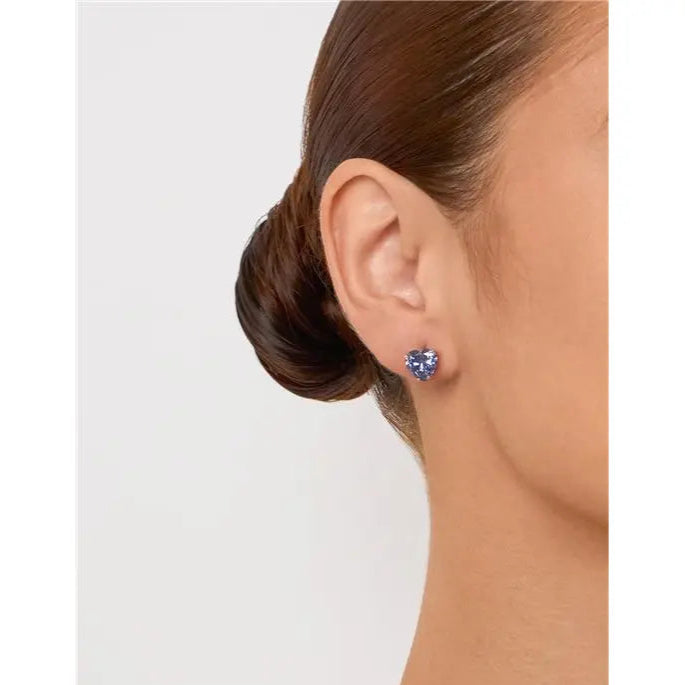 HEART EARRING 9 MM RHODIUM/TANZANITE/SMOOTH