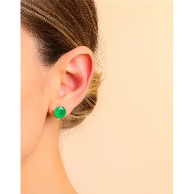 SOLITARY EARRING POINT OF LIGHT 10 MM RHODIUM/EMERALD FUSION/SMOOTH