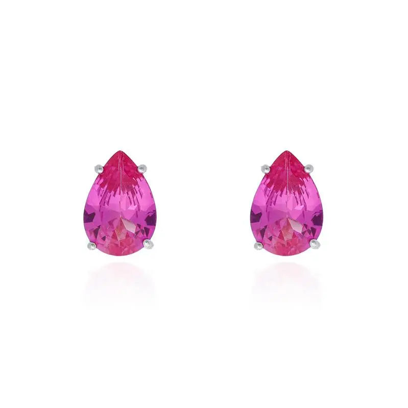 SMOOTH DROPS RHODIUM/SAPPHIRE PINK/SMOOTH