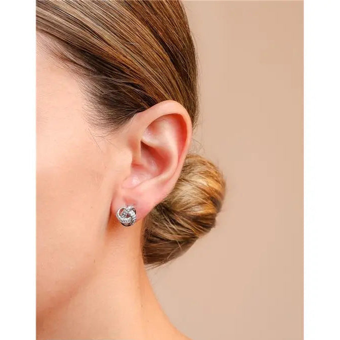 INTERLACED EARRINGS STUDDED M RHODIUM/WITHOUT STONE/WHITE ZIRCONIA