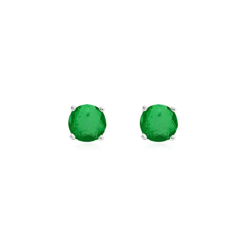 SOLITARY EARRING POINT OF LIGHT 12 MM RHODIUM/EMERALD FUSION/SMOOTH