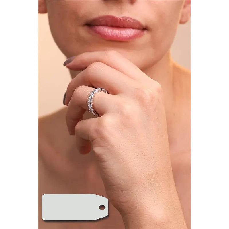 FULL WEDDING RING POINTS OF LIGHT 4 MM FOUR CLAWS RHODIUM/CRYSTAL/SMOOTH