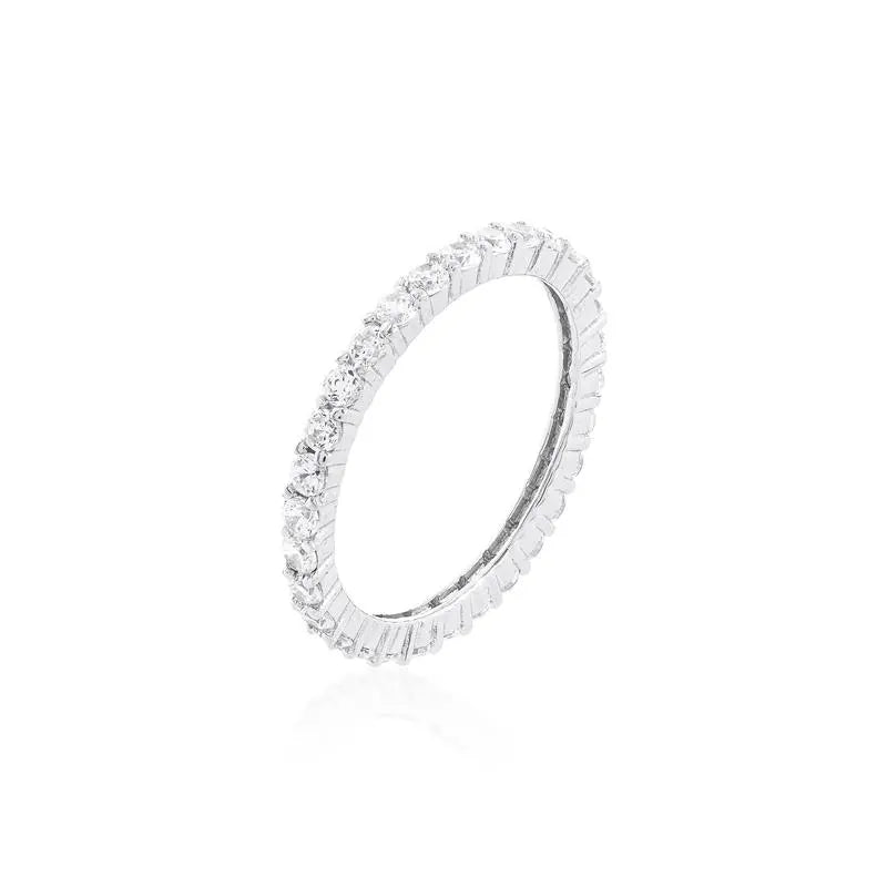 Fede Intera Punti di Luce 2 mm in Rodio - Zirconia Bianca