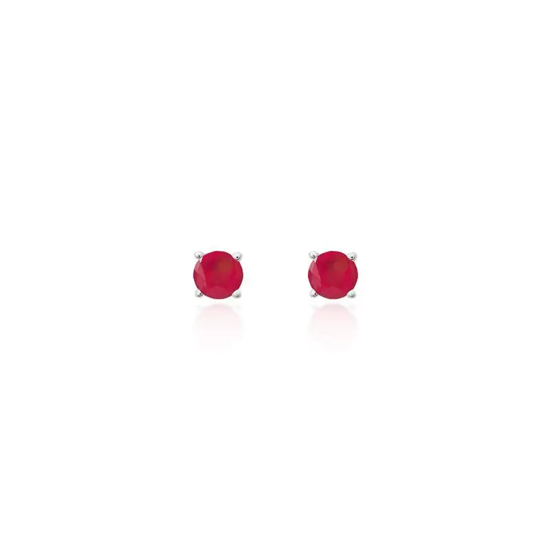 POINT OF LIGHT EARRING 3 MM - SECOND HOLE RHODIUM/RUBY/SMOOTH