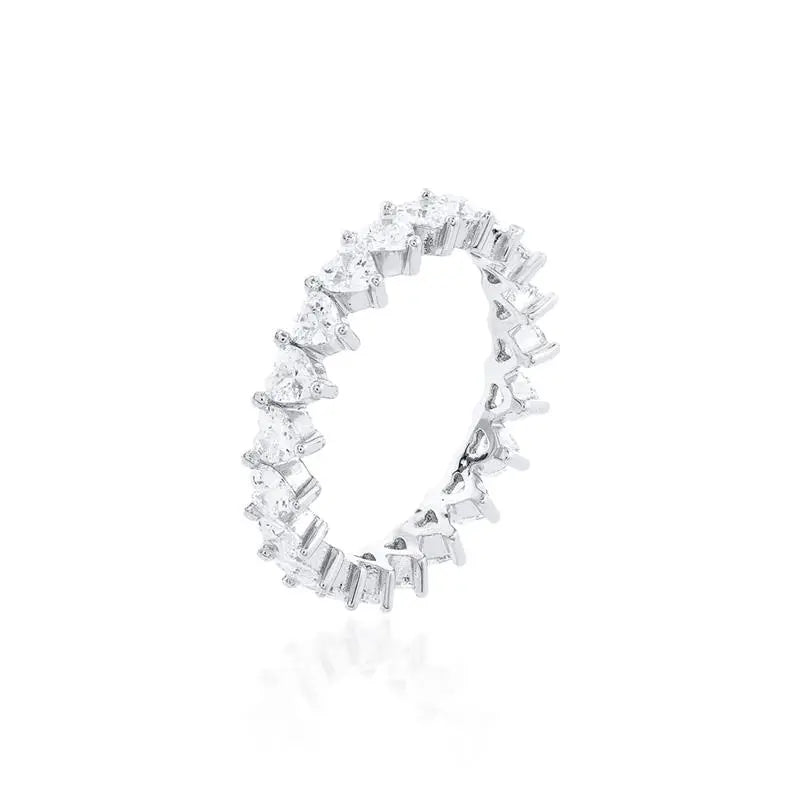 HEART-SHAPED ZIRCONIA RING RHODIUM/WITHOUT STONE/WHITE ZIRCONIA