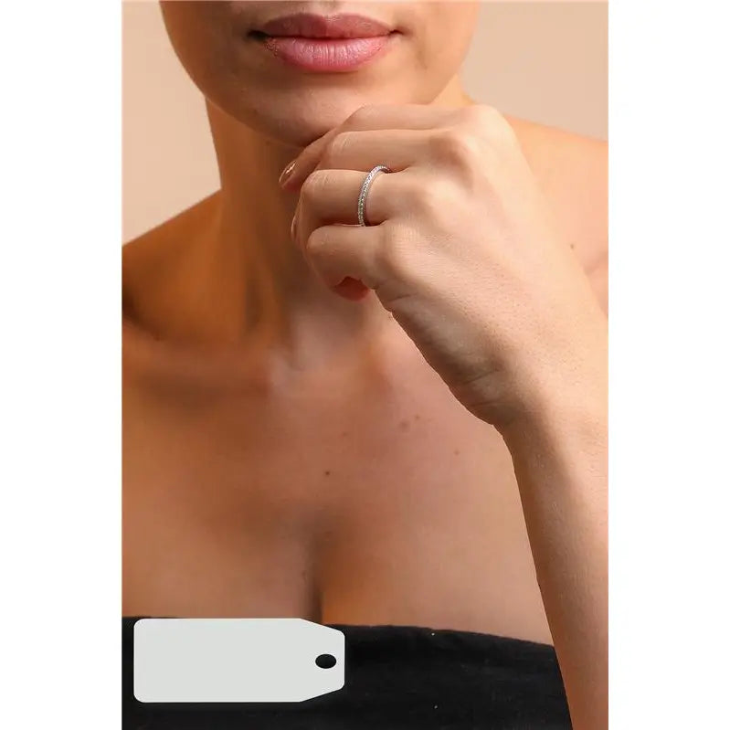 ONE ROW RING STUDDED IN RHODIUM/NO STONE/WHITE ZIRCONIA