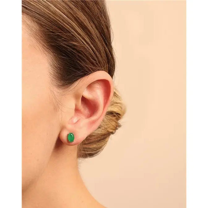 5 MM OVAL EARRINGS SMOOTH RHODIUM/EMERALD FUSION/SMOOTH