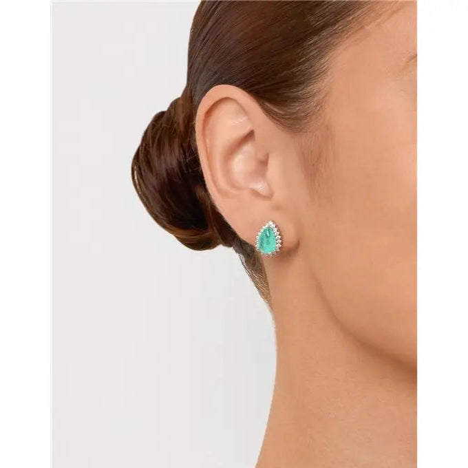 8 MM DROP EARRING WITH PRINCESS SETTING IN RHODIUM/COLOMBIAN/WHITE ZIRCONIA